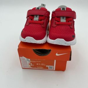 NIB!! Nike Unisex Revolution 5 Toddler Velcro Running Shoe, Sz 3 Toddler, Red